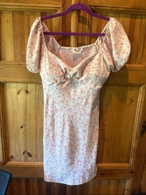 No Boundaries Pink Floral Mini Dress with Puff Sleeves